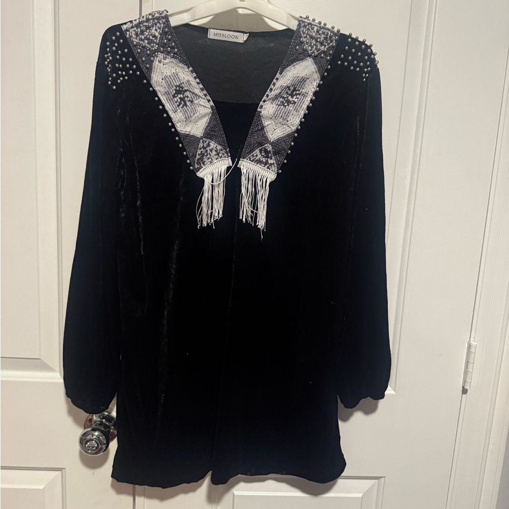 MISSLOOK Black and White Embellished dress